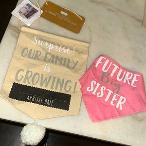 Future Big Sister Pet Bandana and Pregnancy Announcement Banner NWT